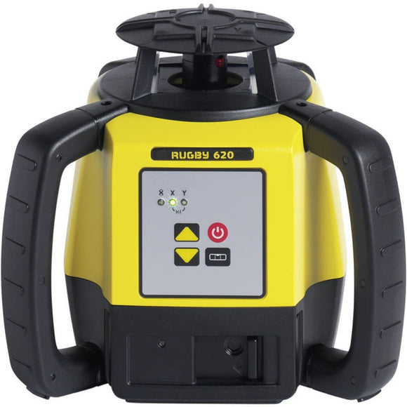 Black and Yellow Leica Rugby 620 rotating laser for formwork and concrete applications